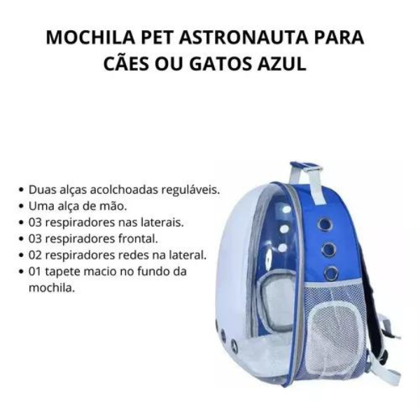 Mochila Pet Para Transporte De Cães E Gatos Visão Panorâmica