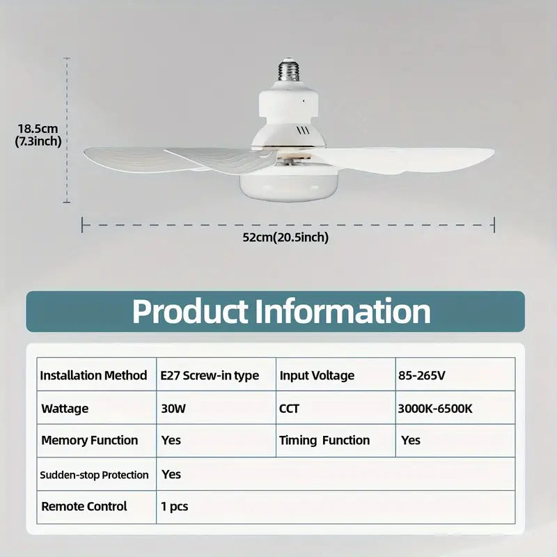 Lâmpada Ventilador de teto super silencioso - 30W