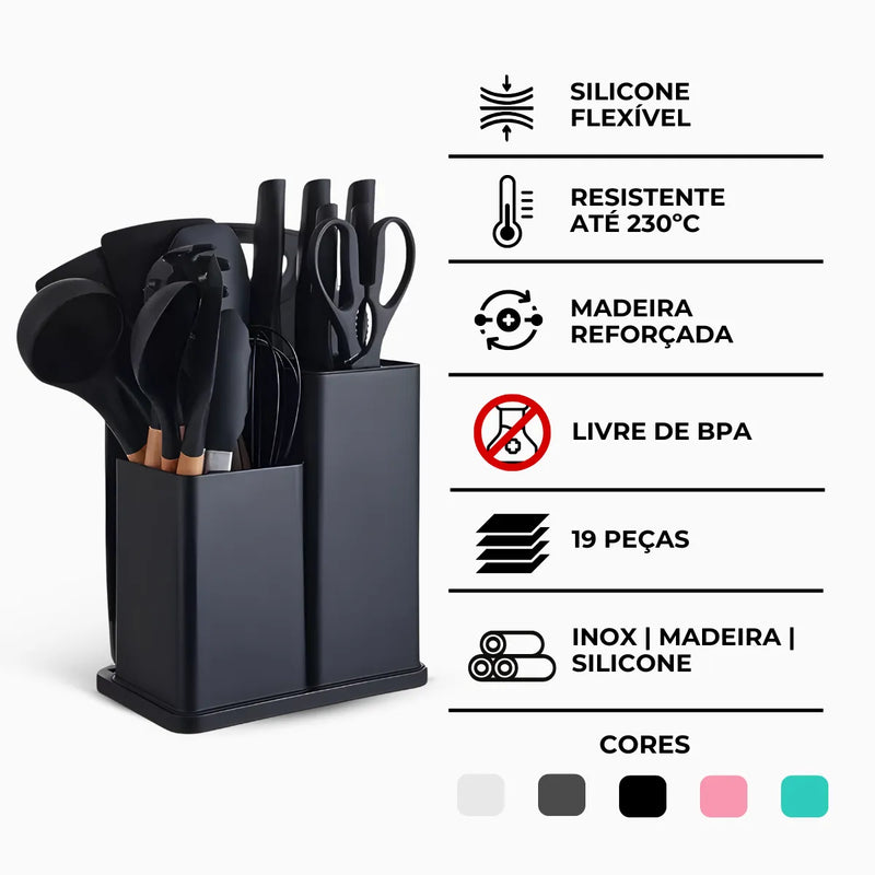 Kit Utensílios de Cozinha Jogo Completo 19 Peças